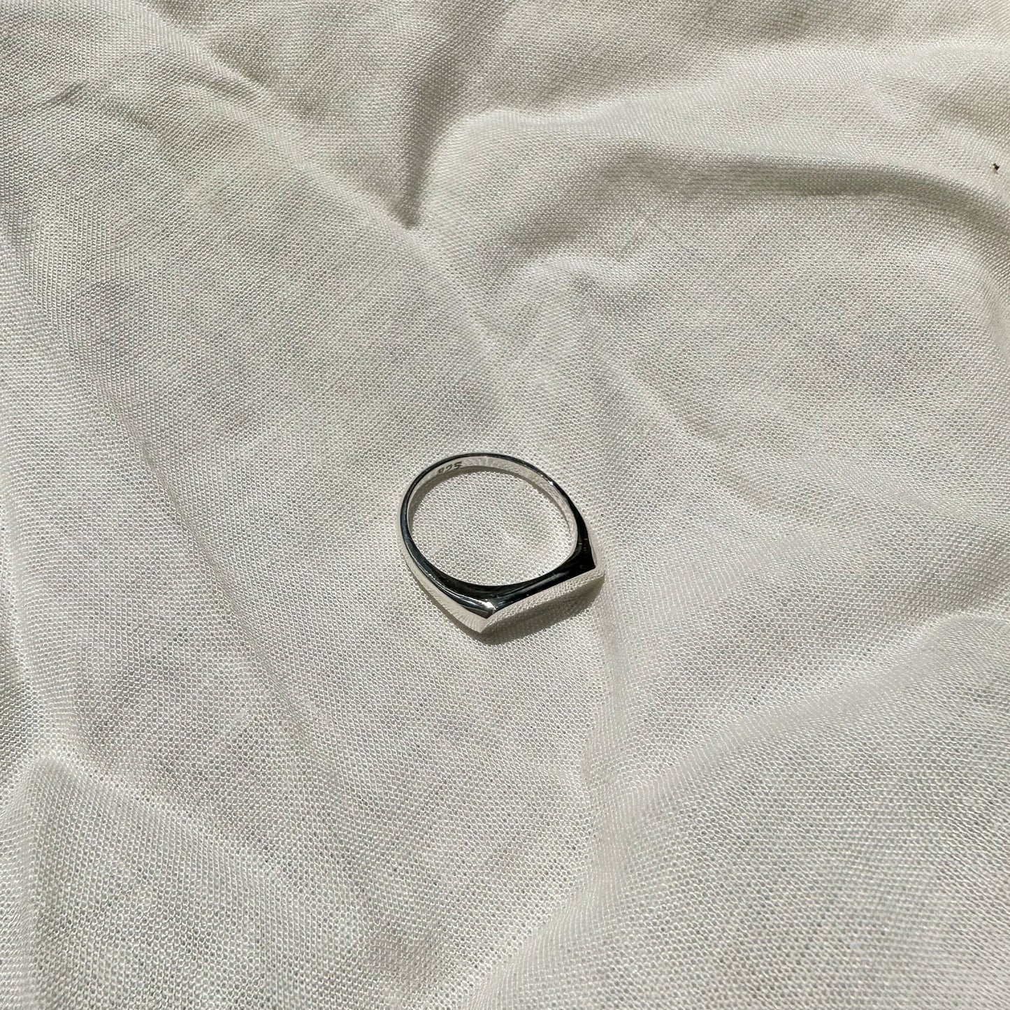 Slim Rounded Rectangle Signet Ring in Sterling Silver