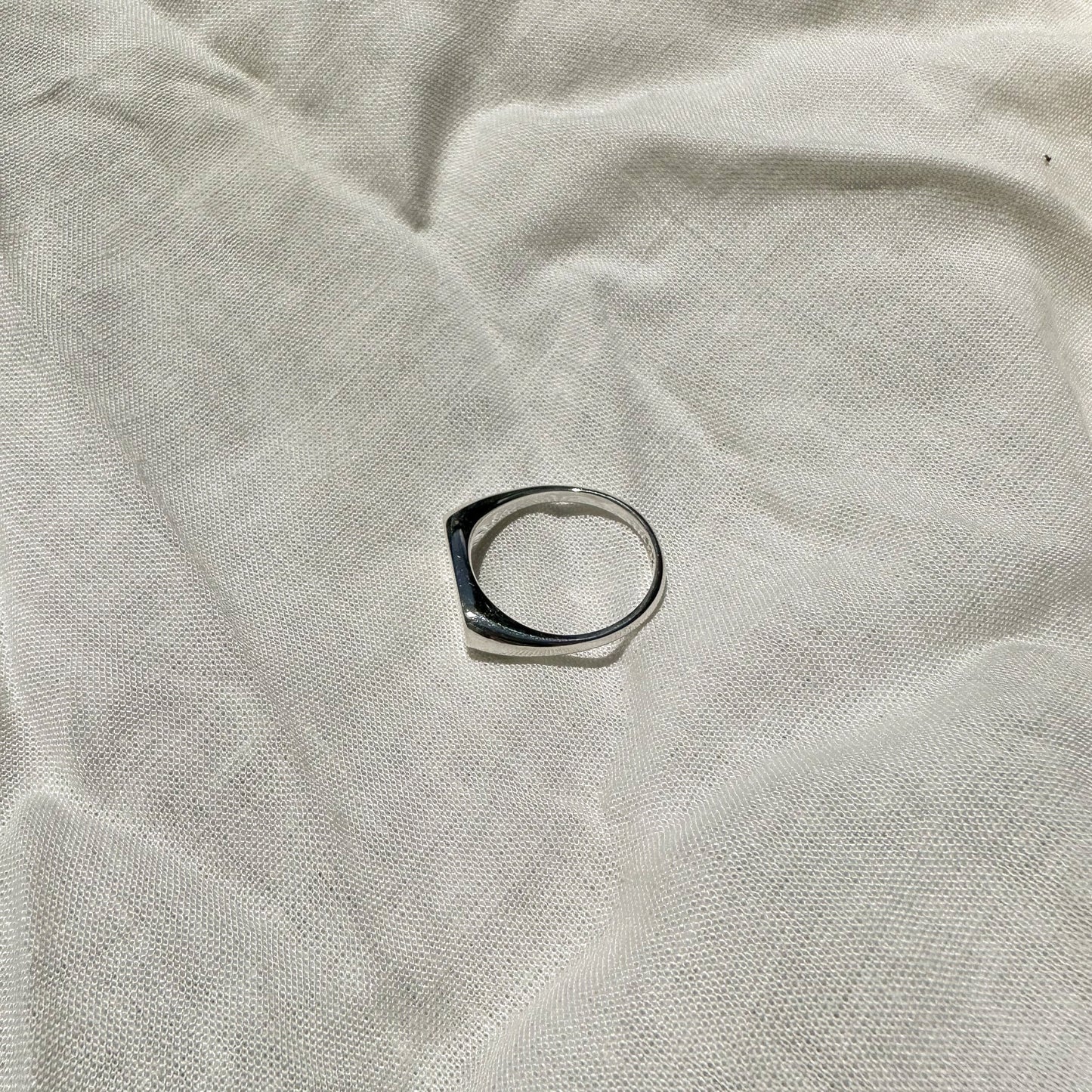 Slim Rounded Rectangle Signet Ring in Sterling Silver at a angle